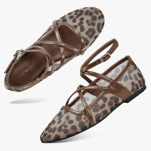 Kiss Leopard Print Flats with Brown Straps - Picture 4 of 4